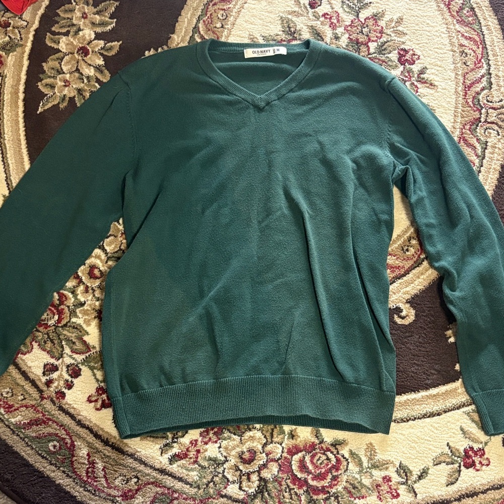 Old Navy Forest Green V-Neck Long Sleeve Tee